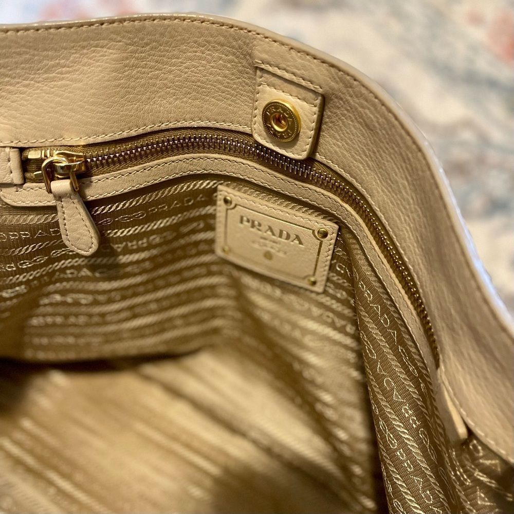 Prada Cream Beige Vitello Daino Leather Tote Bag - Picture 6 of 7